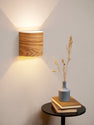Battery operated wood sconce in ash