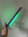 Full-size pixel 8-bit light up netherite sword