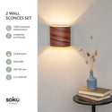 2 wall sconces set in rosewood
