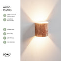 Wall mounted light fixture with Japanese ash finish