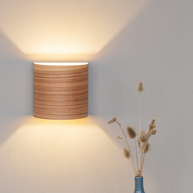 Wall lamp with cherry wood finish
