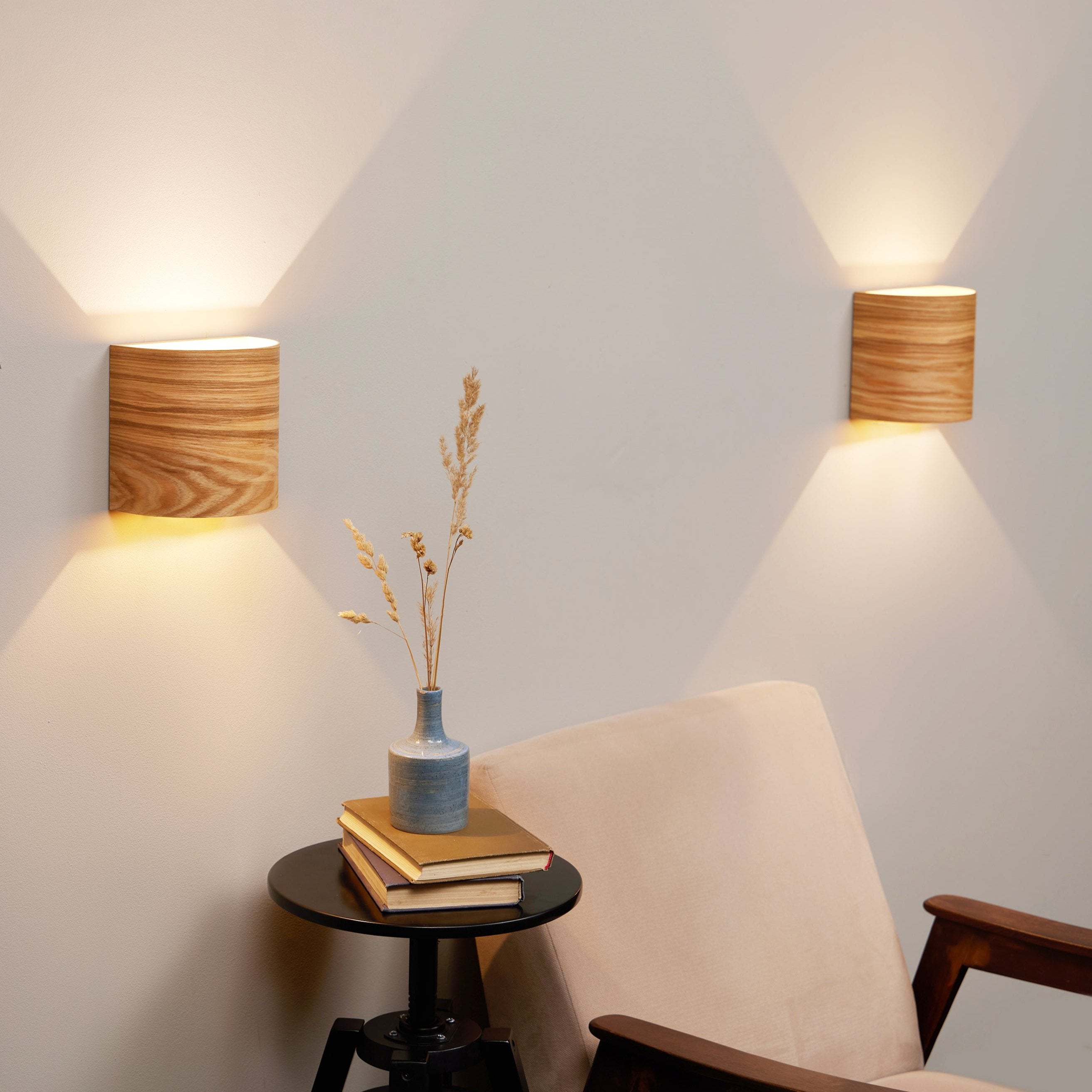 Cordless wall sconce pair with warm glow