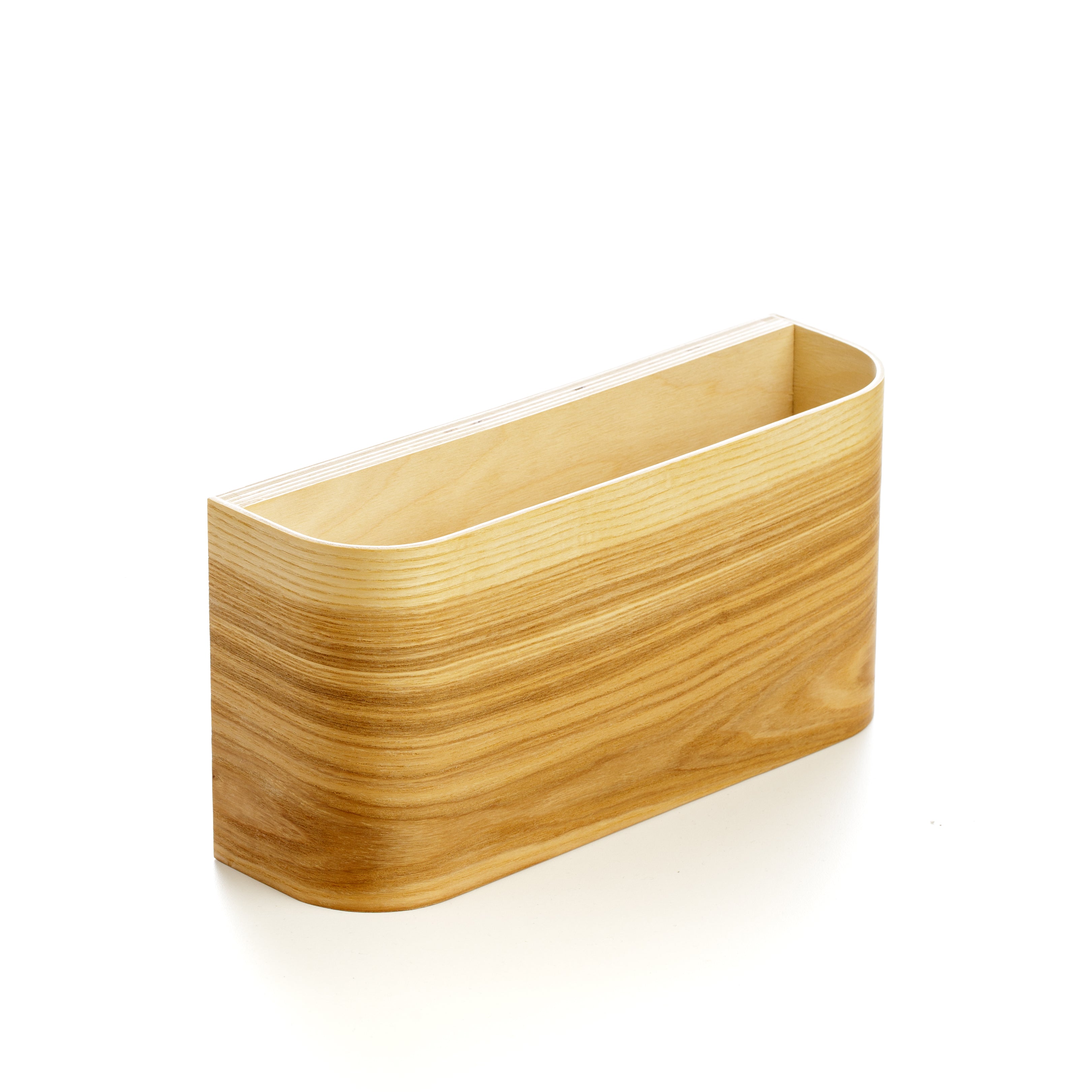 Single rechargeable wood wall sconce, side view