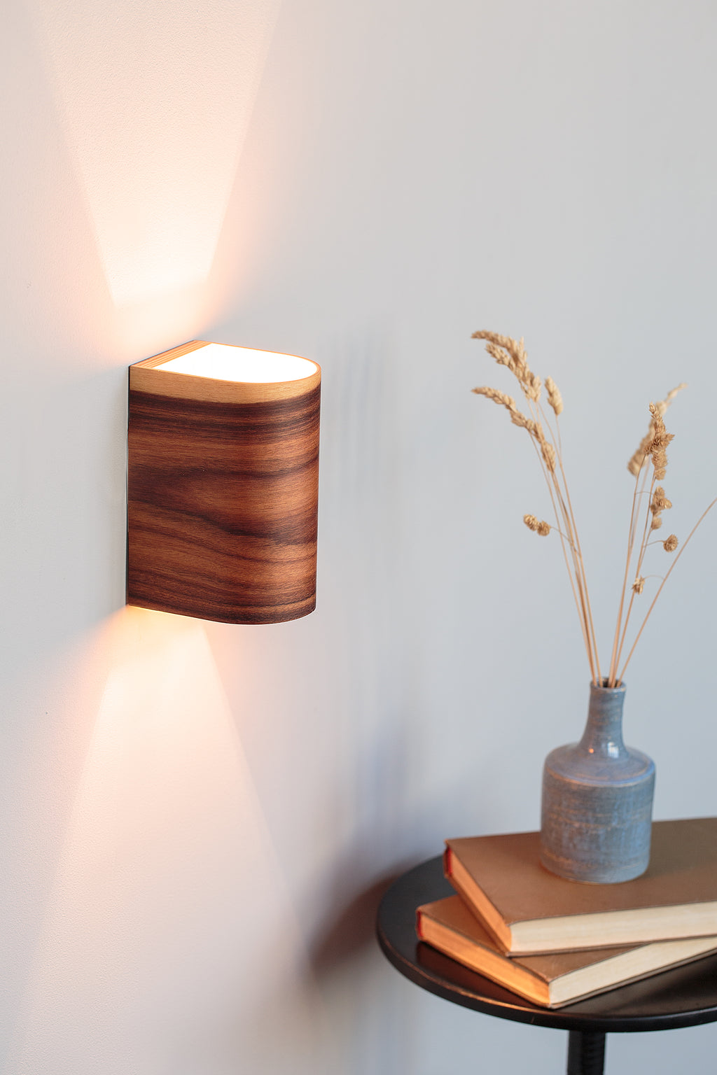 Battery sconce set with warm glow