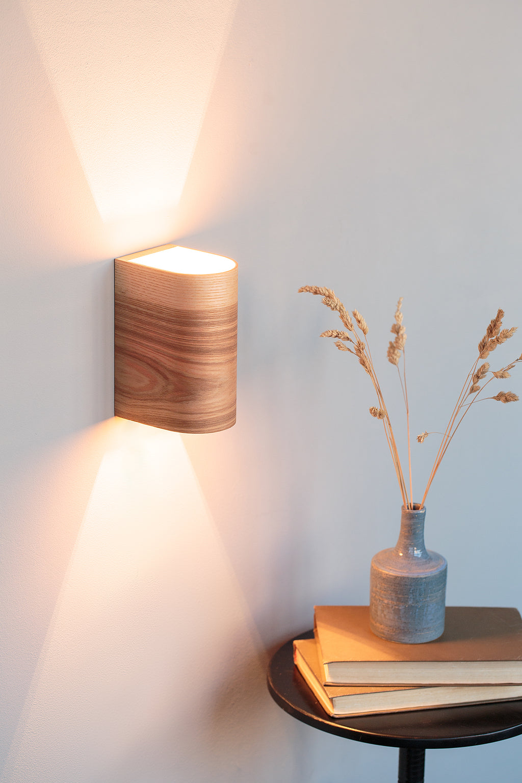 Rechargeable ash sconce pair, side view
