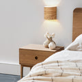 Square ash UL listed wall sconce mounted on a wall