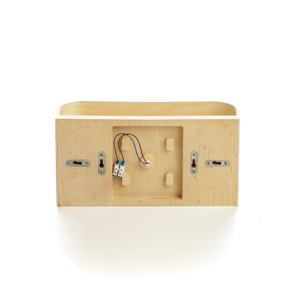Ash curved veneer wall lamp, angle view