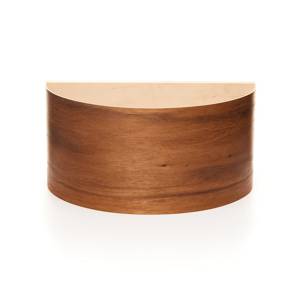 Walnut 3-light dark wood wall lamp, side view