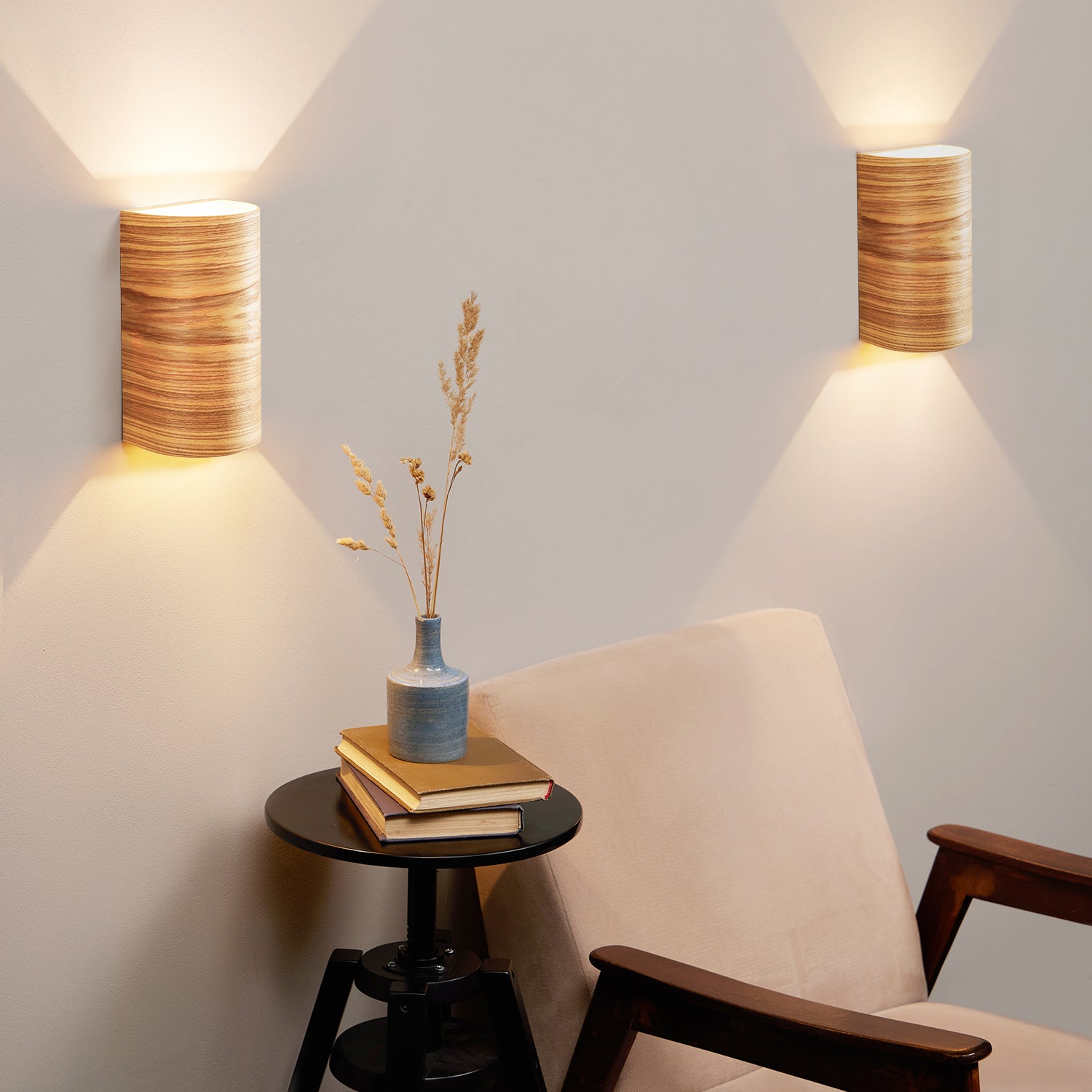 Certified bedside wall lamp pair, side view
