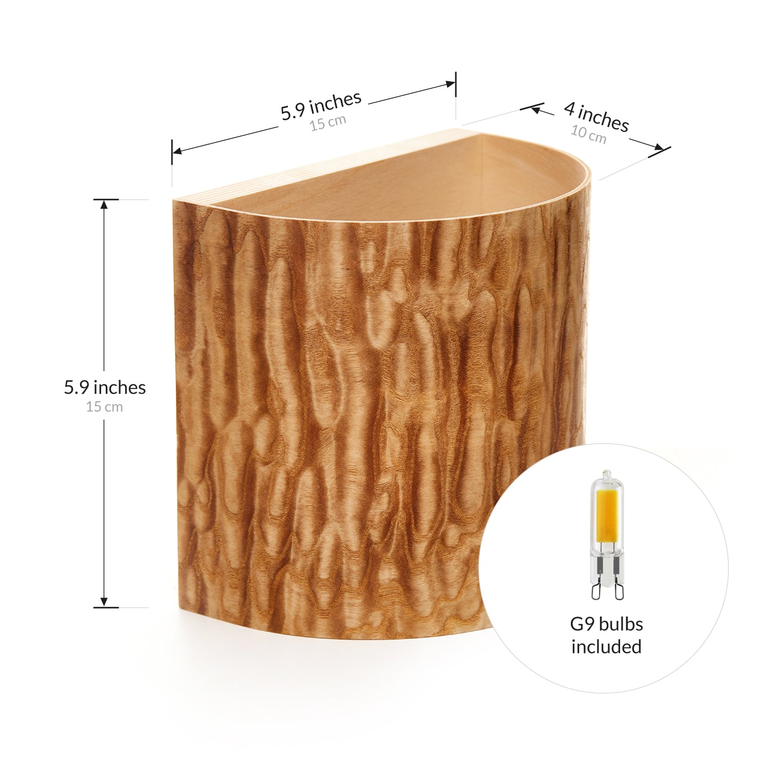Japanese ash wall lamp with warm LED glow