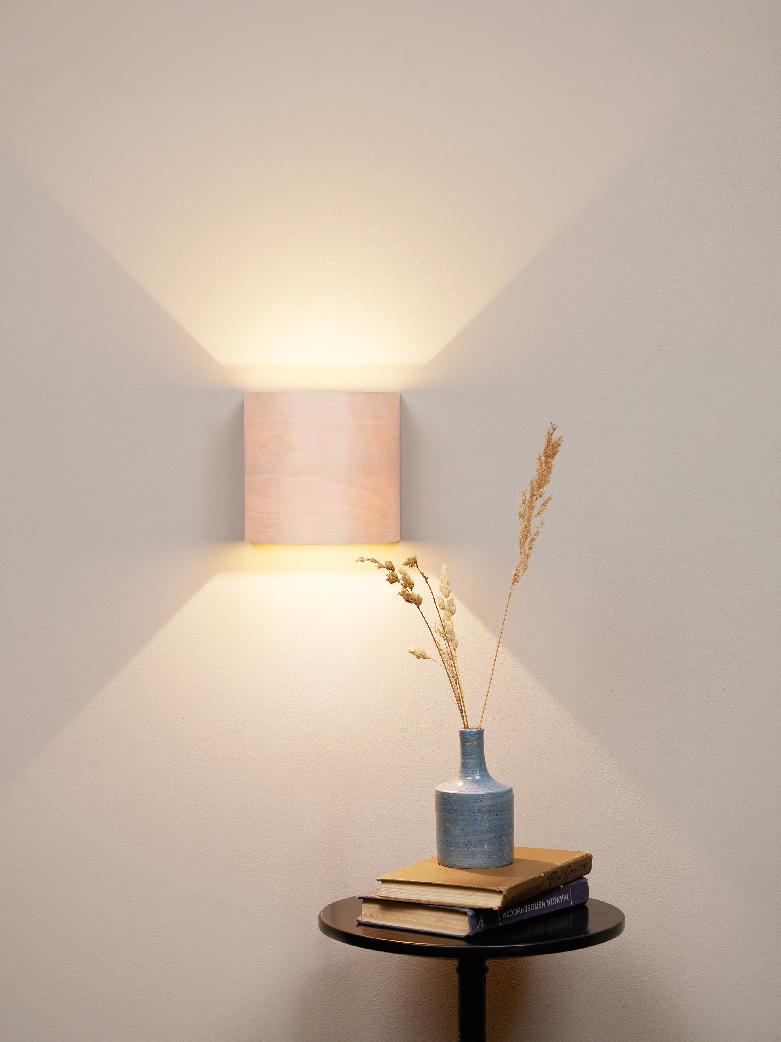 Handmade UL listed birch wall sconce, front view