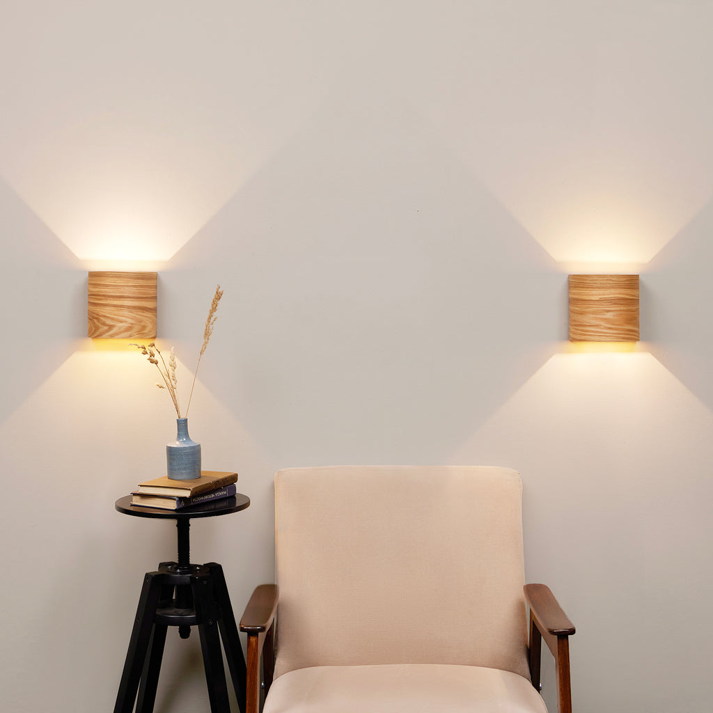 UL listed set of 2 ash wall sconces on a wall