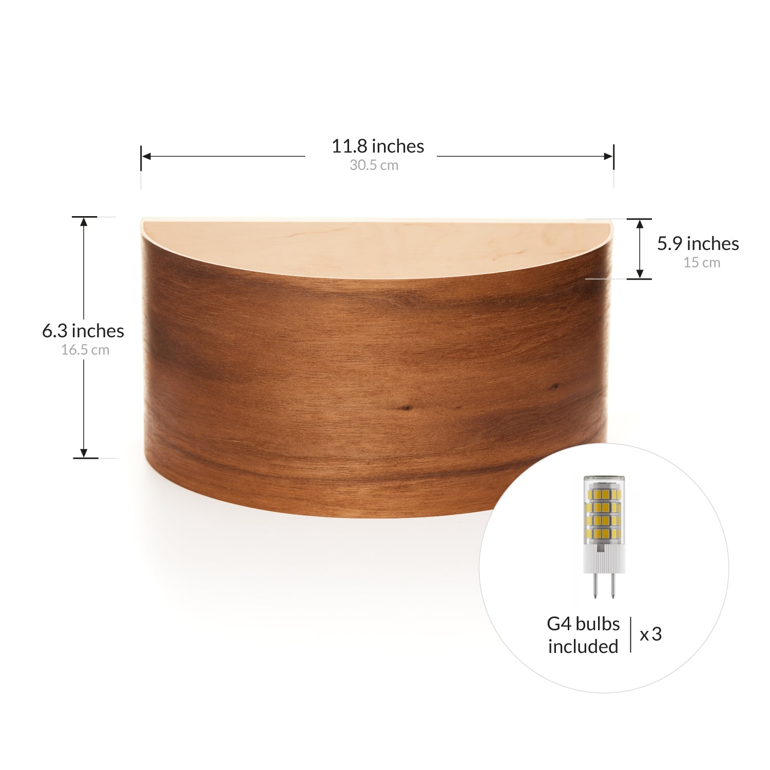 Walnut 3-light wall sconce close-up detail
