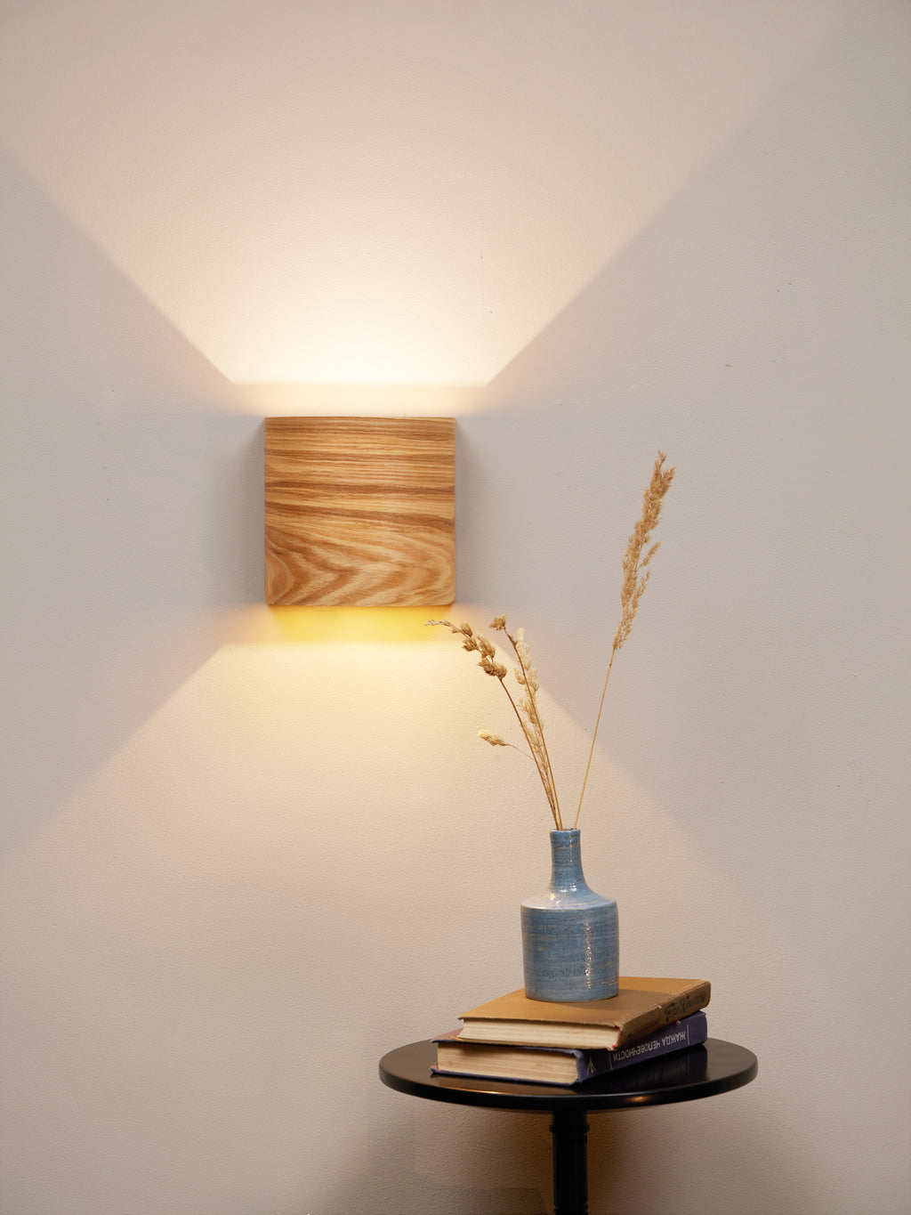 UL listed ash sconce pair, angle view