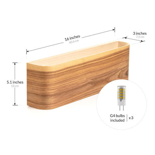 Ash veneer curved wall lamp, side view