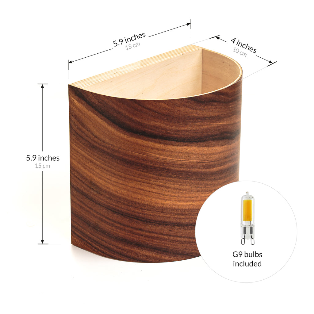 Rosewood sconce pair close-up