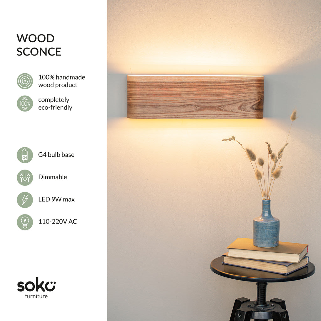 Ash veneer wall sconce close-up