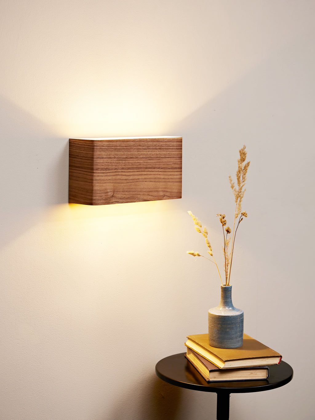 Walnut wall sconce pair, alternate view