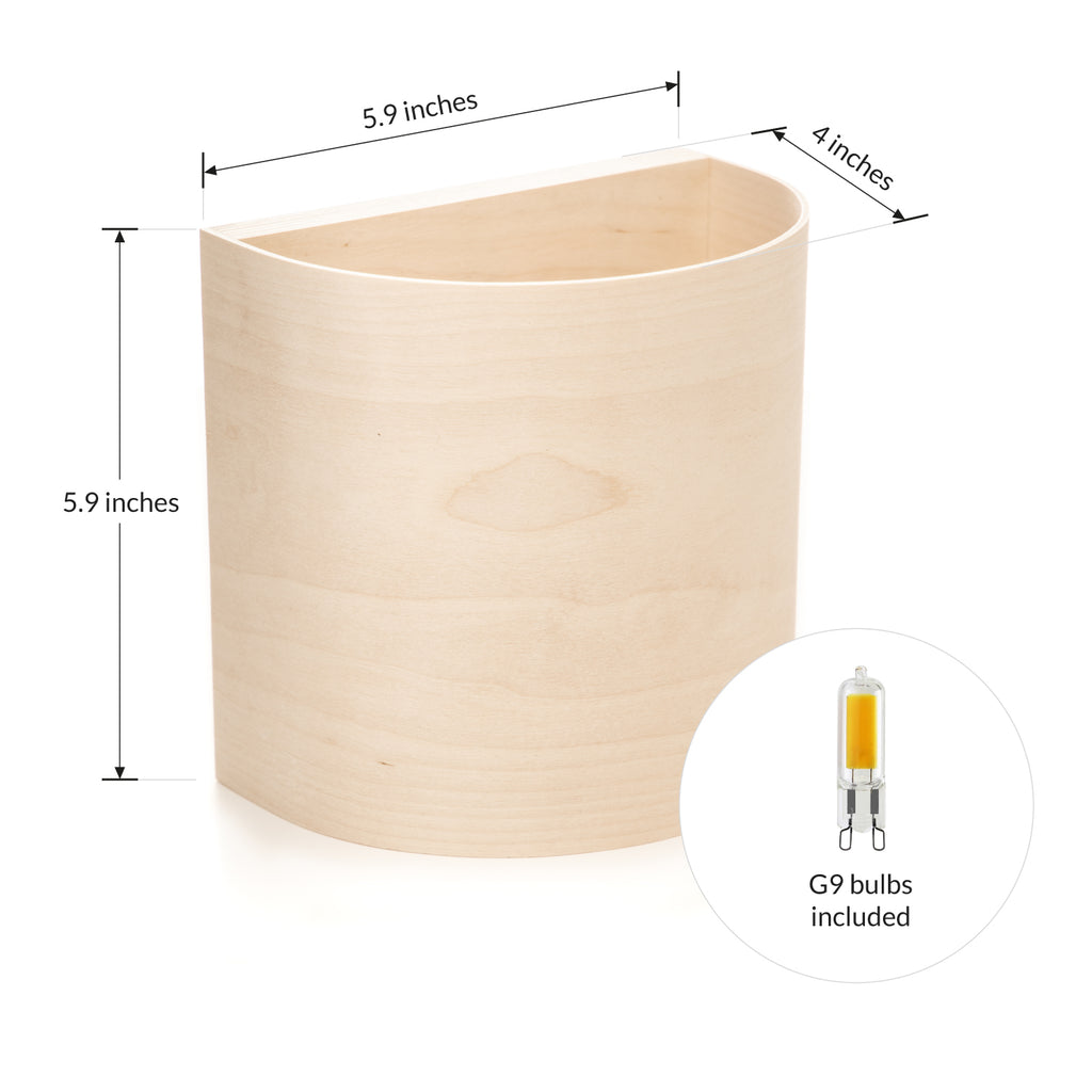 UL listed birch wall lamp, side view