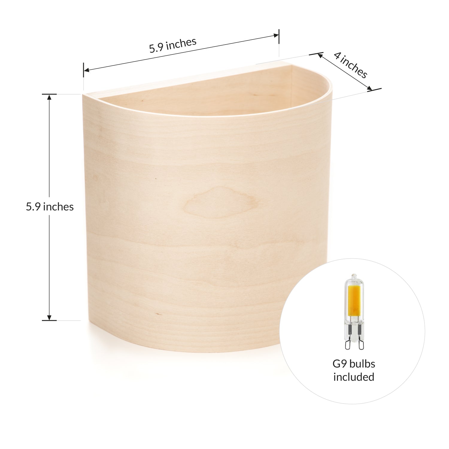 UL listed birch wall lamp, side view