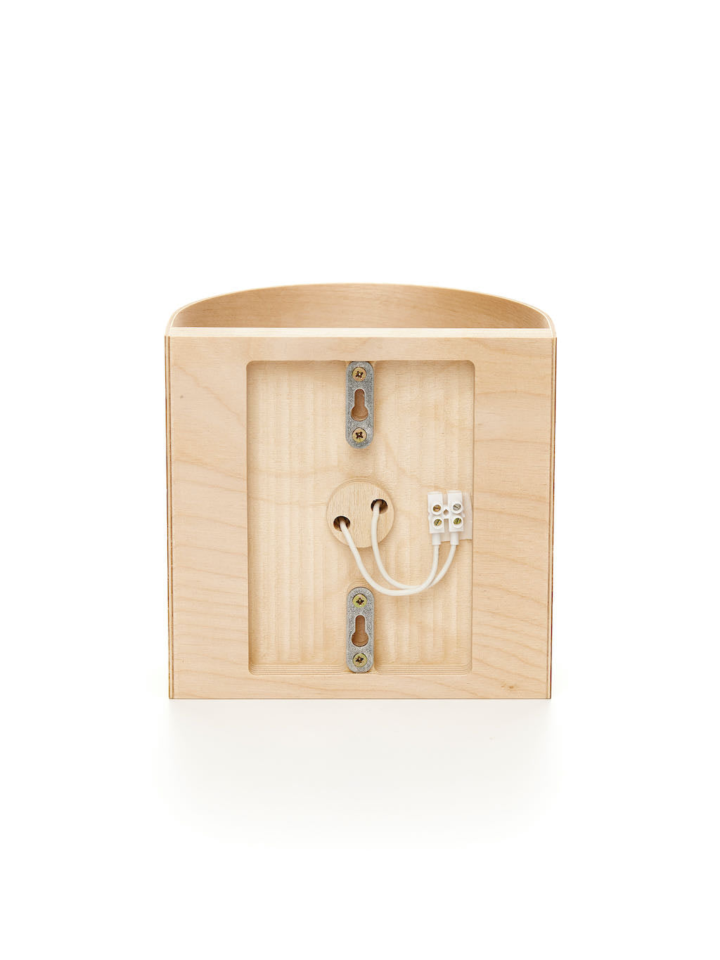 Japanese ash wood wall sconce, lit