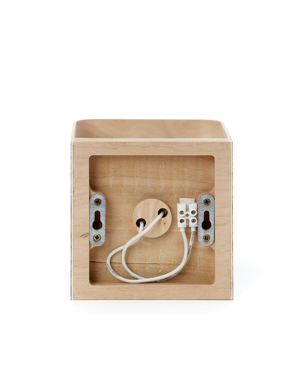 Compact Ash Wall Sconce – Small 10cm Cube Wood Wall Lamp