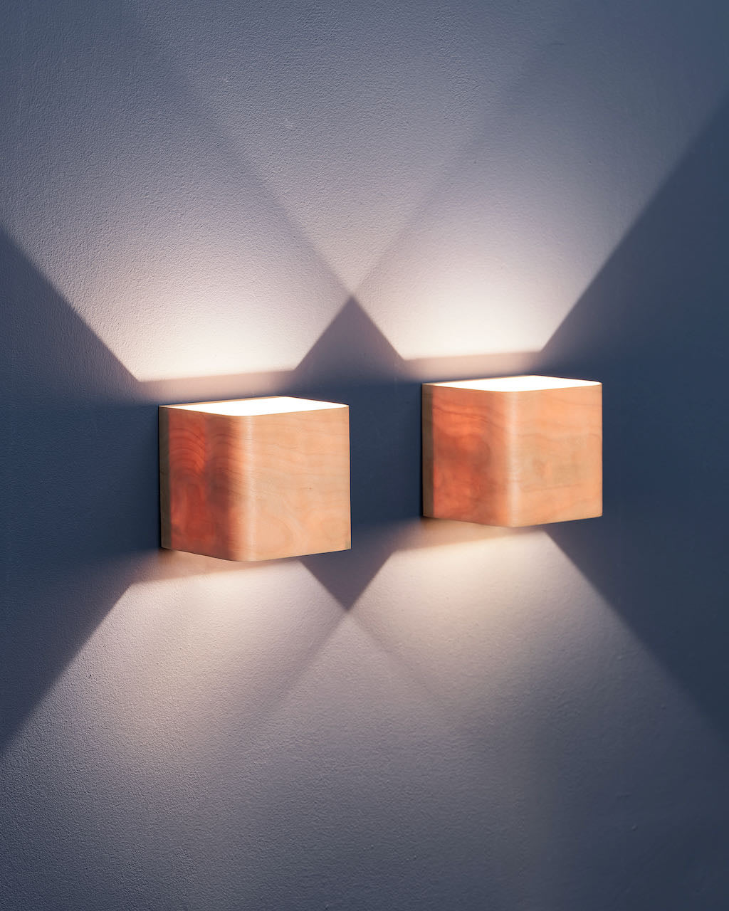 Birch bedside reading light pair, side view