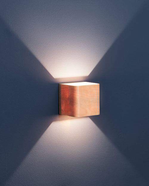 Light birch wall lamp, side view