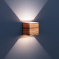 Compact Ash Wall Sconce – Small 10cm Cube Wood Wall Lamp