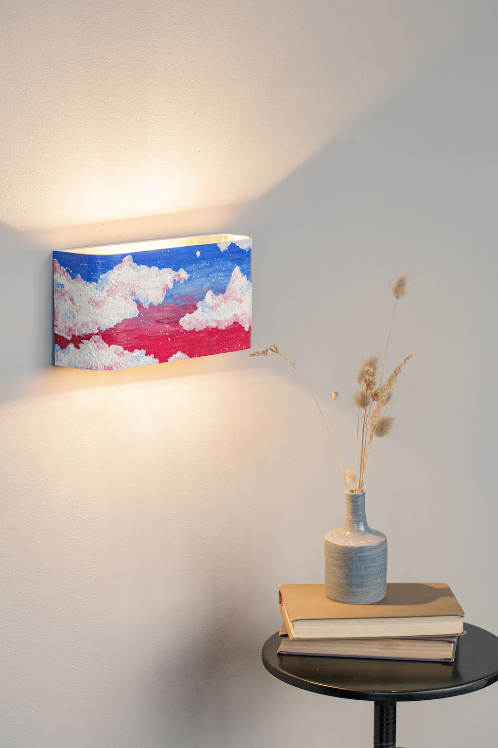 Hand-painted decorative wall lamp close-up detail