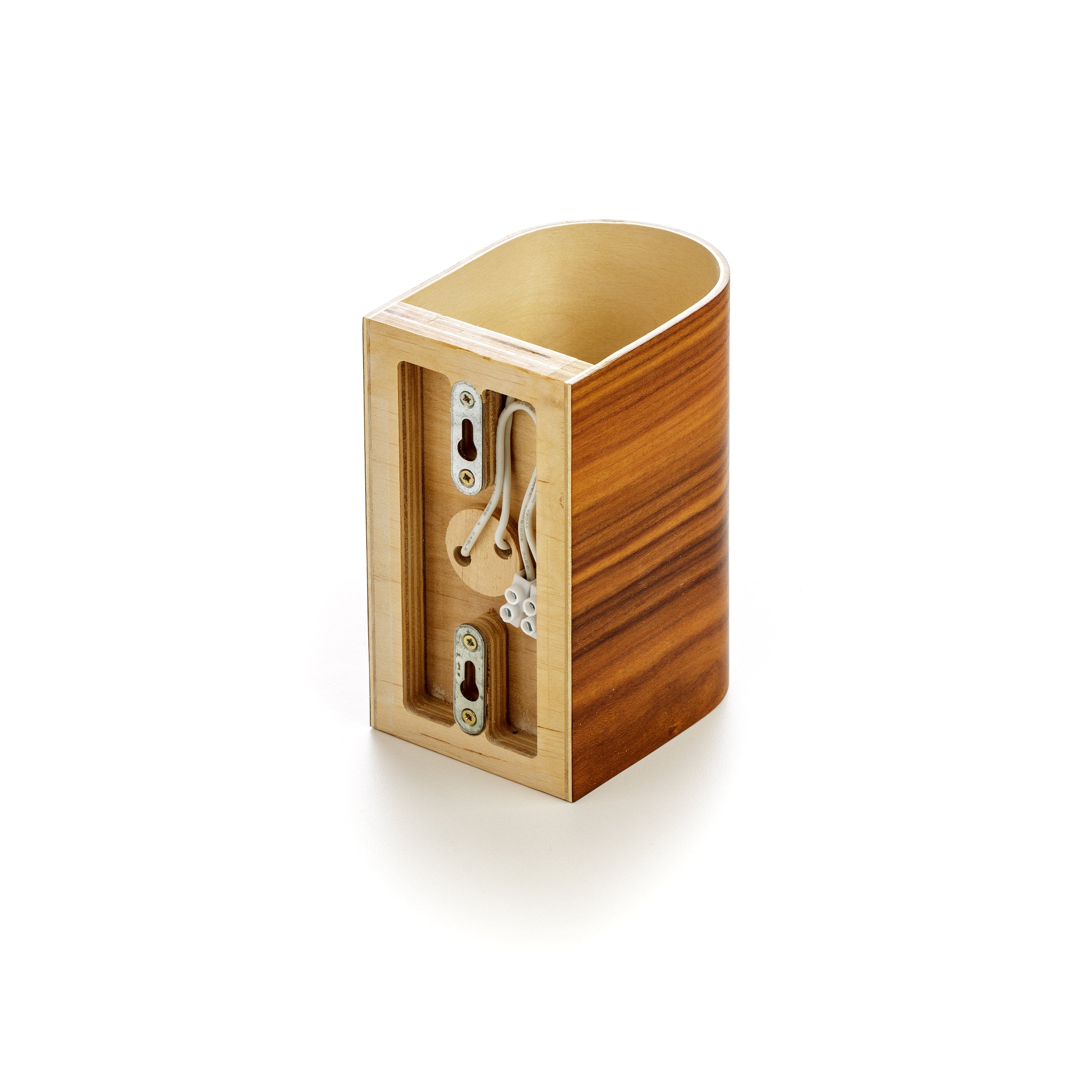 Light rosewood wall lamp with warm LED glow