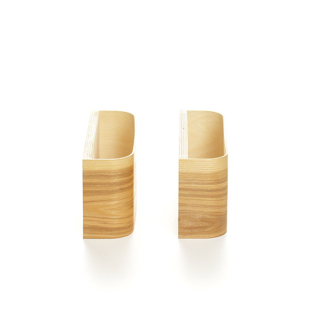 Matching ash wall sconces, front view