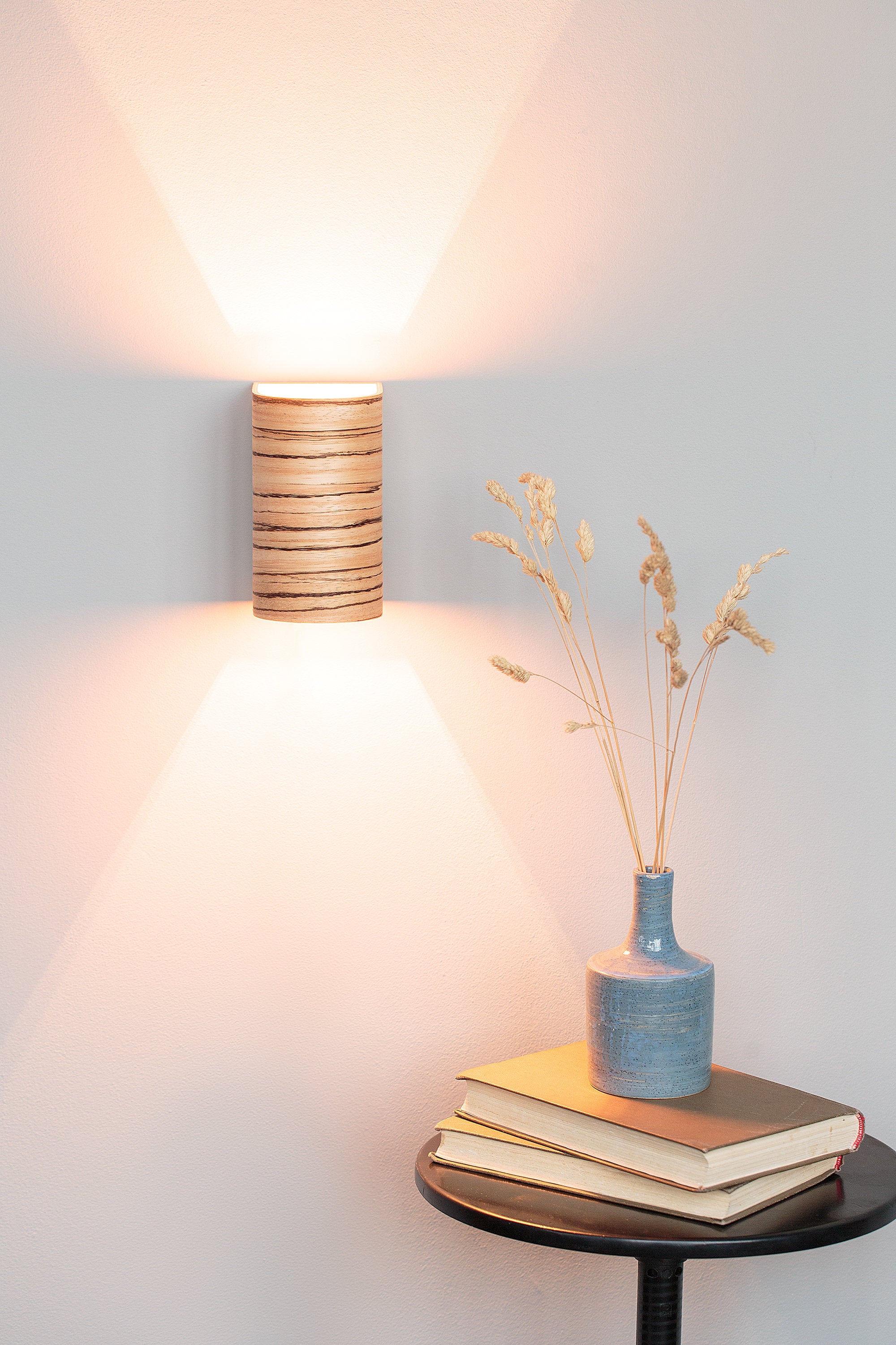 Zebrano wall sconce, alternate view