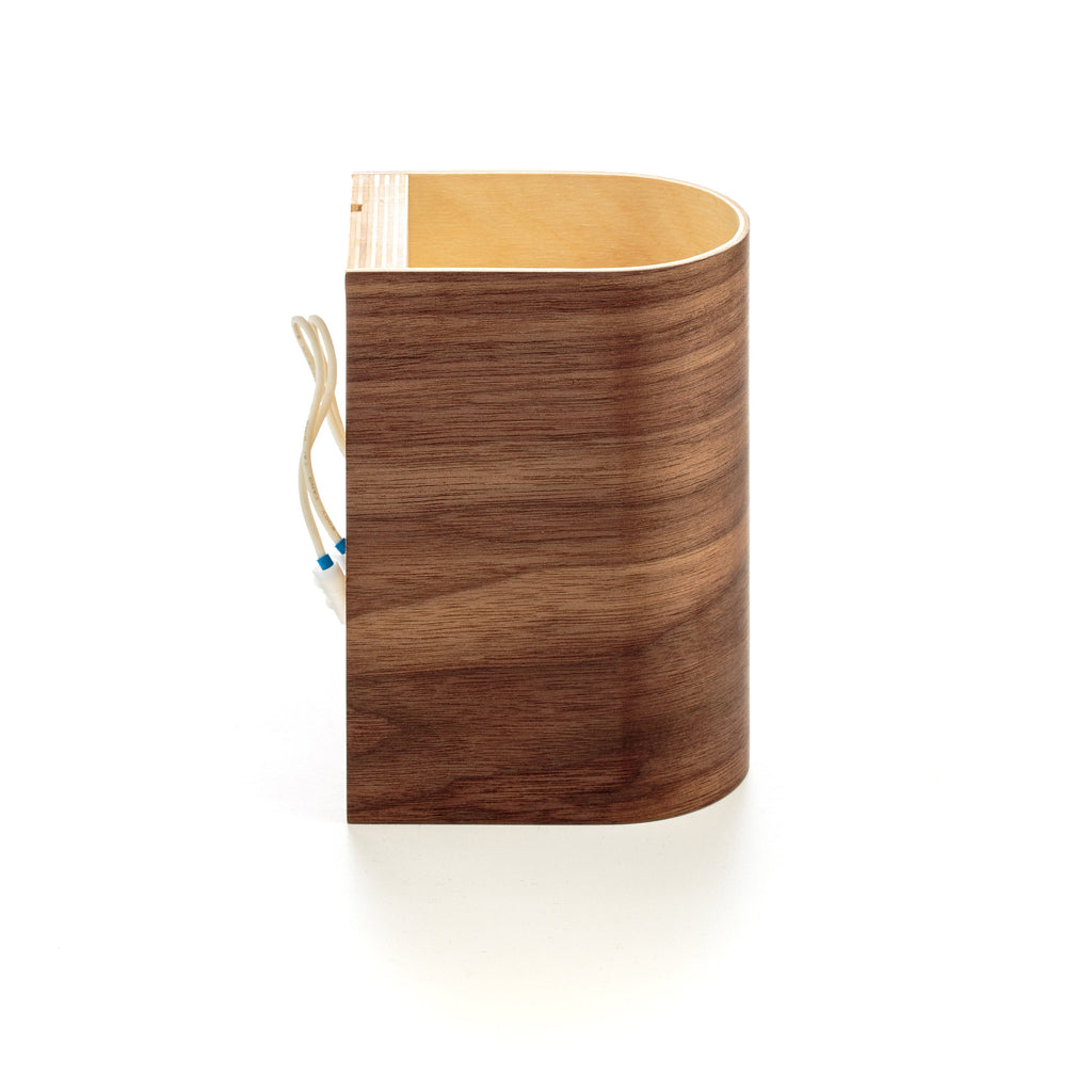 Handmade black walnut wall sconce, front view