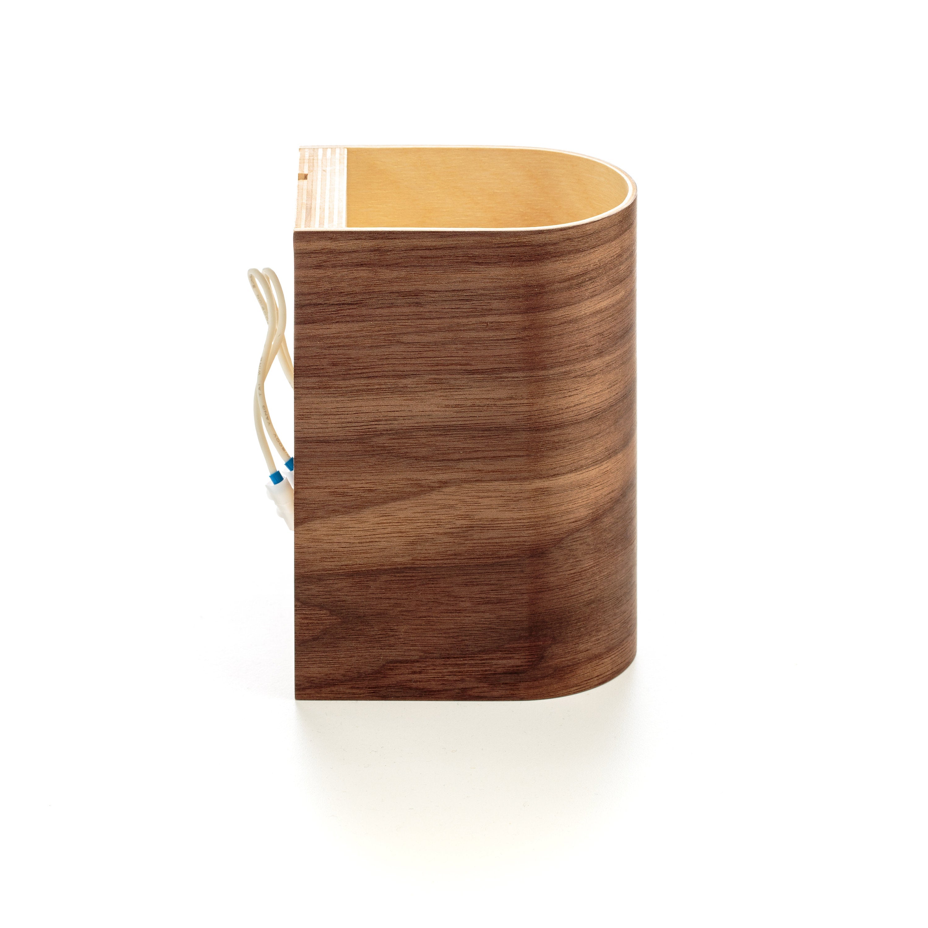 Handmade black walnut wall sconce, front view