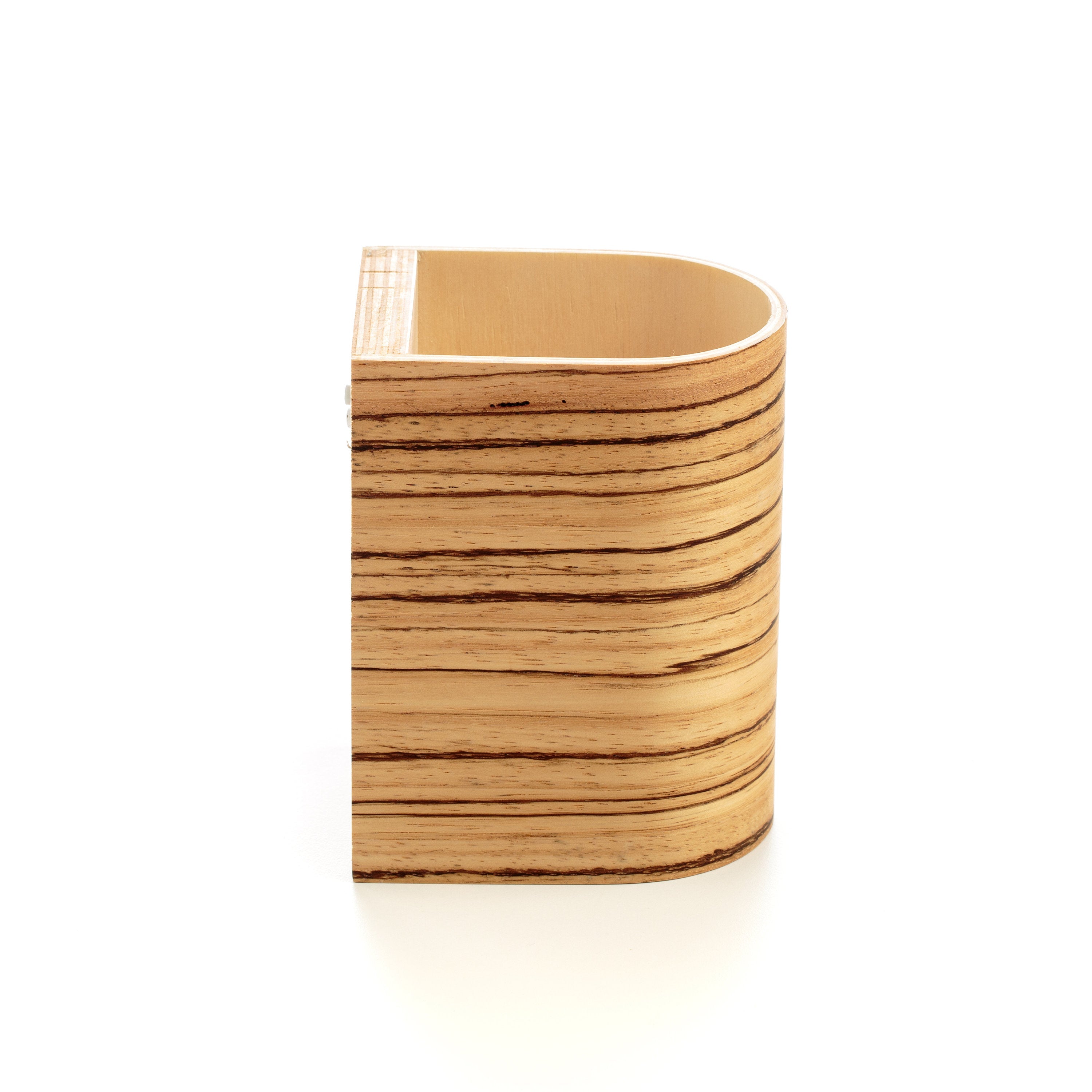 Zebrano wood wall lamp with warm LED glow